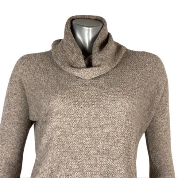 Cynthia Rowley Sweater Mock Cowl Turtleneck Beige Tan Knit Pullover Cashmere L - Picture 6 of 9